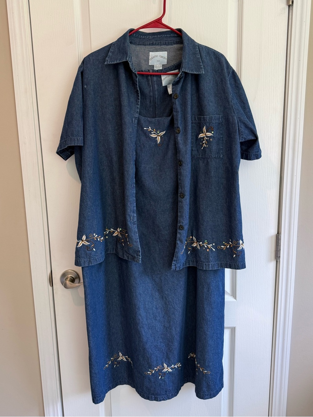 Country Concepts Plus 1X Embroidered Denim Dress Set | CottagecoreWesternVintage